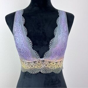 Victorias Secret Bra Womens Extra Small Bralette Lace V Neck Ombre Purple